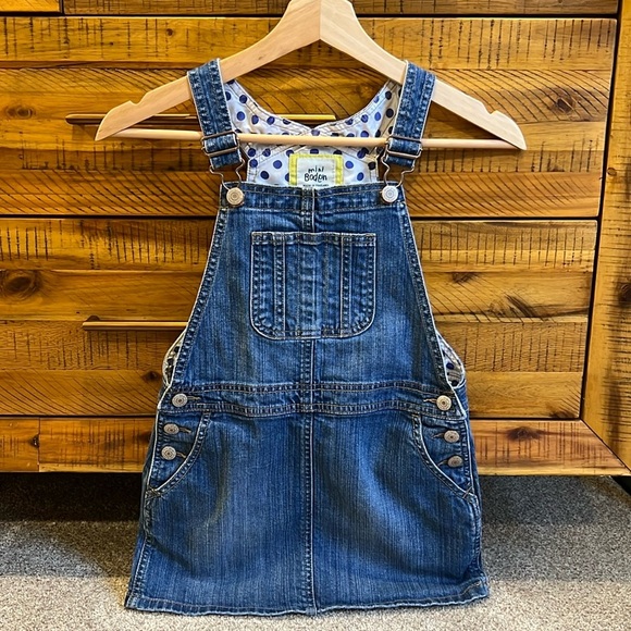 Mini Boden Other - Mini Boden Girls Denim Dress Jumper Heart Pockets Girls